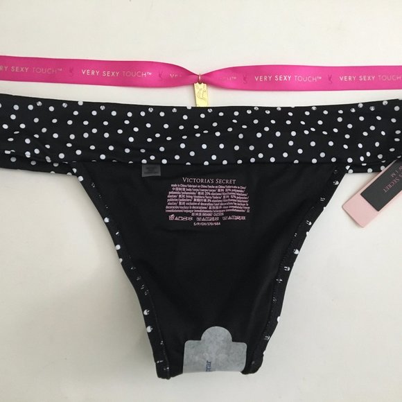 VS Polka Dot Swimsuit Swim Bottom S Brazilian Cheeky Black NWT - Picture 9 of 10